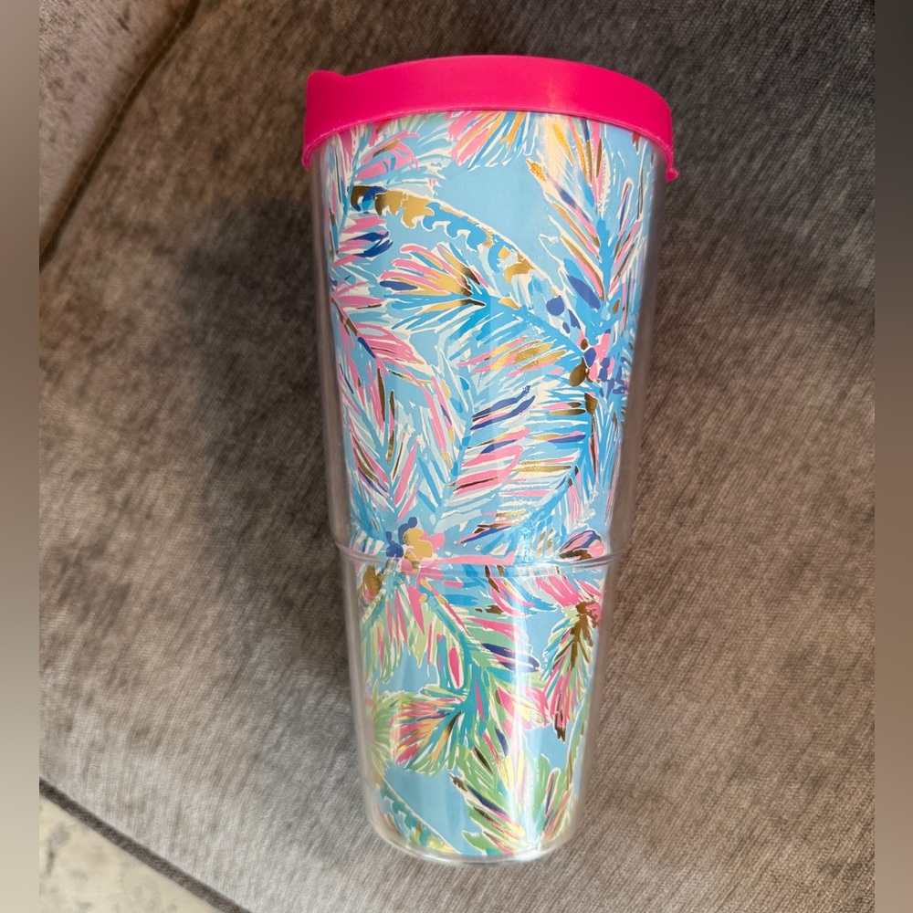 Lilly Pulitzer Colorful Plastic Tumbler with Pink Lid